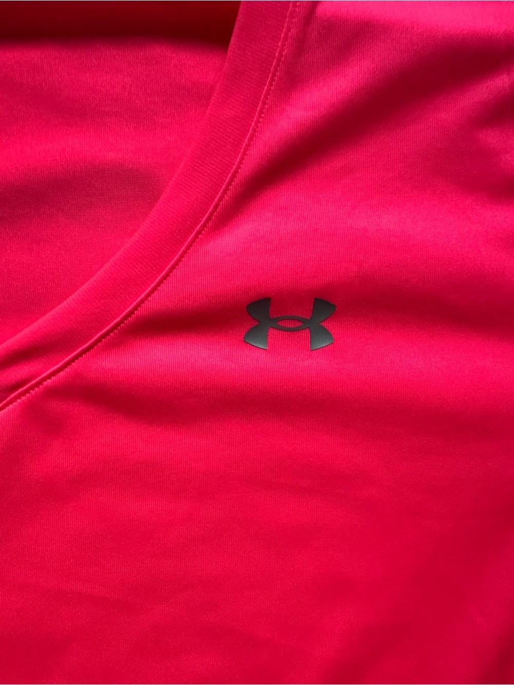 Under Armour Womens Hot Pink Performance V Neck T Shirt NWT Athletic Tee Sz XL - Picture 4 of 4